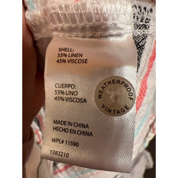 Striped Button-Up Crop Shirt With Tie Detail Weatherproof Vintage Size L Multico - Picture 8 of 8